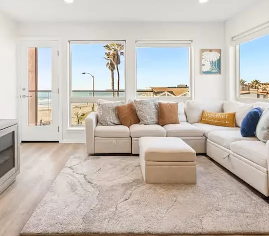 Coastal living room with ocean view